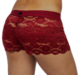 Black Cherry Lace Boxer with FOXERS logo elastic band