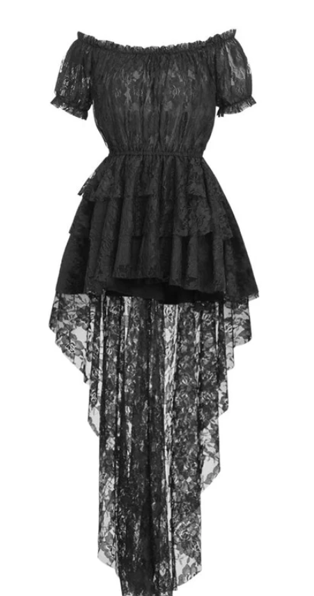 Black High-Low Lace Dress