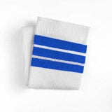 Plus Size Thigh High Sock - White & Blue Stripes