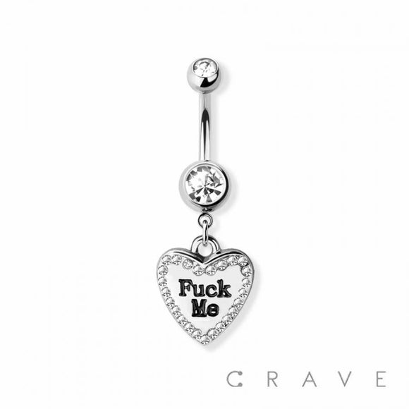 BELLY RING F*** ME HEART DANGLE