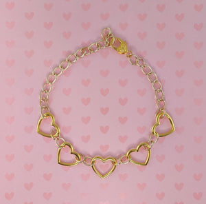 Gold mini 5 hearts chain choker