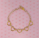 Gold mini 5 hearts chain choker