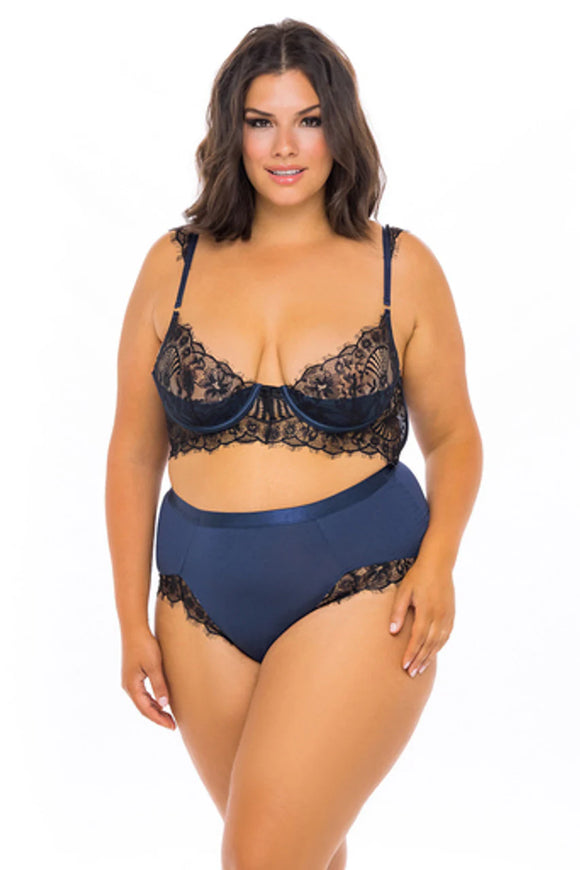 Curvy Nicole Bra Set Blue