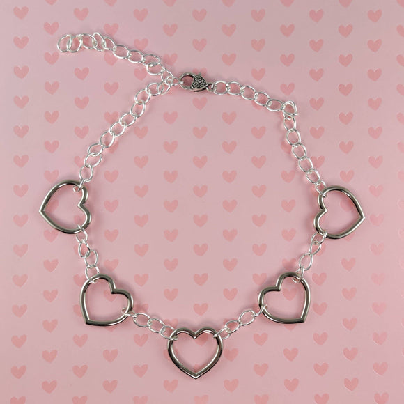 5 hearts chain choker