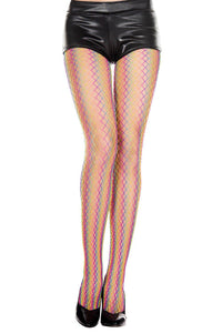 Music Legs Vertical Striped Rainbow Fishnet Tights