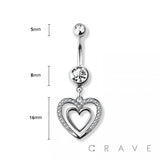BELLY RING DOUBLE HEART DANGLE