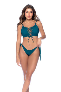 Lace Up Two Piece Bustier Bikini
