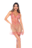 Romantic Pink Embroidered Babydoll