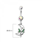 BELLY RING DANGLE SILVER WHITE MOON FAIRY