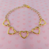 Gold mini 5 hearts chain choker