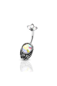 BELLY RING OPALITE THREE PETAL FLOWER