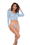 Daisy Lace Crop Top & G-String (Blue, Yellow and White available)