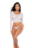 Daisy Lace Crop Top & G-String (Blue, Yellow and White available)
