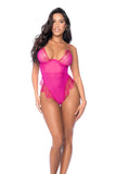 Mesh Teddy with Eyelash Lace Ruffle