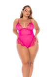 Mesh Teddy with Eyelash Lace Ruffle