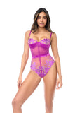 Sheer mesh with delicate floral embroidery teddy