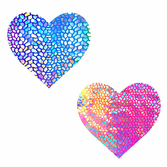 Rainbow Dino Holographic Blacklight I Heart U Nipple Cover Pasties