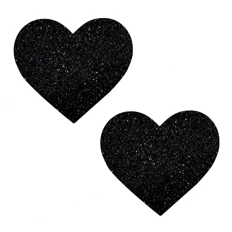 Black Malice Glitter Heart Nipple Cover Pasties