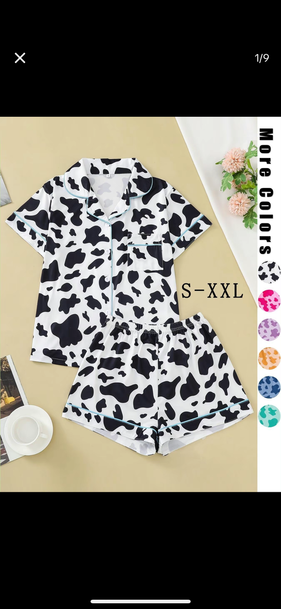 Cow Print Pajama Set