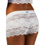 White Lace Boxers with White Ruched Band