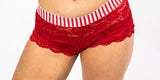 Red & White Stripe FOXERS Lace Boxers