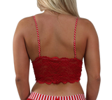 Foxers Red Lace Camisole with Red & White Stripe adjustable Straps