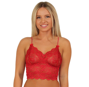 Foxers Red Lace Camisole with Red & White Stripe adjustable Straps