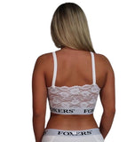 Foxers White Crop Top with Foxers Logo Elastic Empire Band