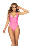 Pink Glossy Zip-Up One Piece