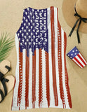 Women's American Flag pattern, split thigh top, coverup, dress
