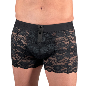 Men's Black lace boxer briefs FOXERS