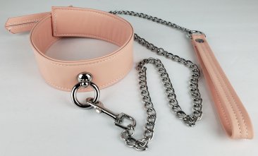 Collar and Leash Set Organo Silicone PU Leather Pink