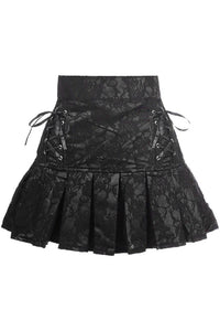 Black Satin w/Black Lace Overlay Lace-Up Skirt