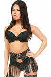 Black Vegan Leather Fringe Mini Skirt Medium