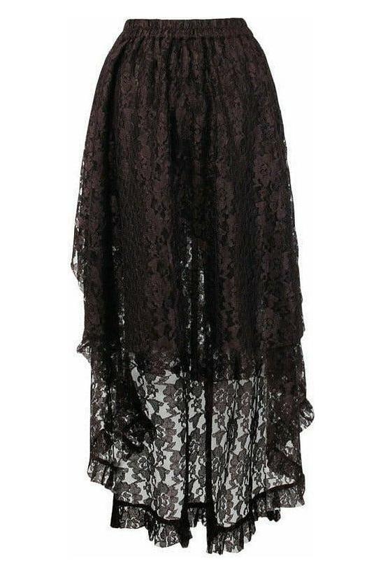 Brown Lace Hi Low Skirt