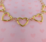 Gold mini 5 hearts chain choker