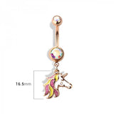 BELLY RING DANGLE UNICORN