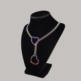 Rainbow Heart Slip Chain Choker Collar