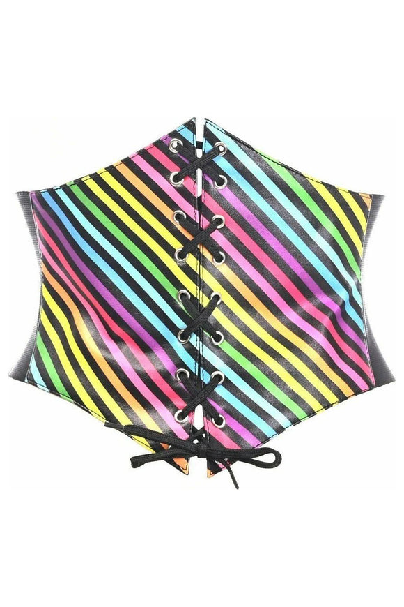 Lavish Rainbow Stripes Lace-Up Corset Belt Cincher Medium