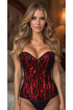 Lavish Red Lace Front Zipper Corset