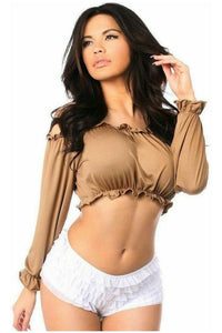 Tan Long Sleeve Peasant Top