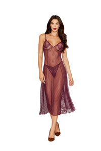 Sheer Gown & G-String Cherry Laquer