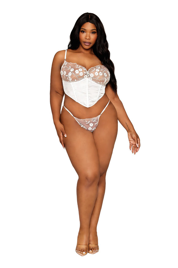 White Floral Bustier & G-String