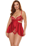 Red Babydoll & Thong, Small-3/4X