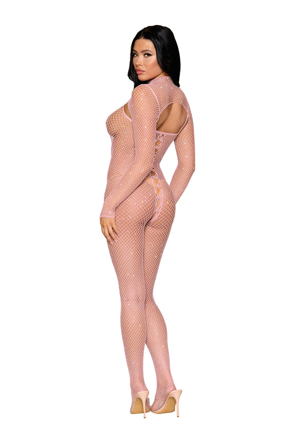 Blush Pink Rhinestone Bodystocking & Shrug