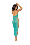 Teal Body Stocking Gown Halter Style