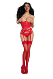 RED - VINYL 3 PC BUSTIER SET