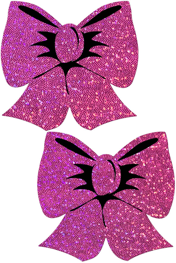 Bow: Hot Pink Glitter Bows Nipple Pasties by Pastease®