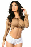 Tan Long Sleeve Peasant Top - Daisy Corsets