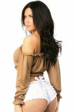 Tan Long Sleeve Peasant Top - Daisy Corsets